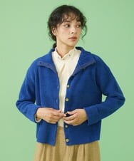GJSAV34190 Jocomomola(ホコモモラ) Descanso モールニットカーディガン ブルー