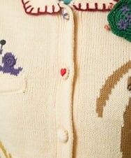 GJSAW01300 Jocomomola(ホコモモラ) Familia アニマルモチーフニットカーディガン アイボリー