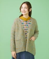 GJSAW36230 Jocomomola(ホコモモラ) Esponjoso シャギーニットカーディガン イエロー