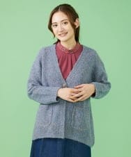 GJSAW36230 Jocomomola(ホコモモラ) Esponjoso シャギーニットカーディガン ライトブルー