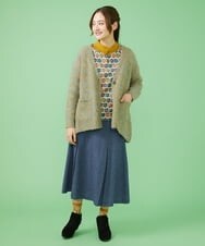 GJSAW36230 Jocomomola(ホコモモラ) Esponjoso シャギーニットカーディガン ライトブルー