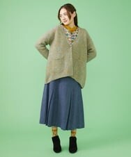 GJSAW36230 Jocomomola(ホコモモラ) Esponjoso シャギーニットカーディガン ライトブルー