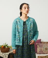 GJSCD01220 Jocomomola(ホコモモラ) El galgo フラワーモチーフニットカーディガン グリーン