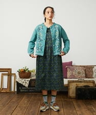 GJSCD01220 Jocomomola(ホコモモラ) El galgo フラワーモチーフニットカーディガン グリーン