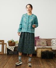 GJSCD01220 Jocomomola(ホコモモラ) El galgo フラワーモチーフニットカーディガン グリーン