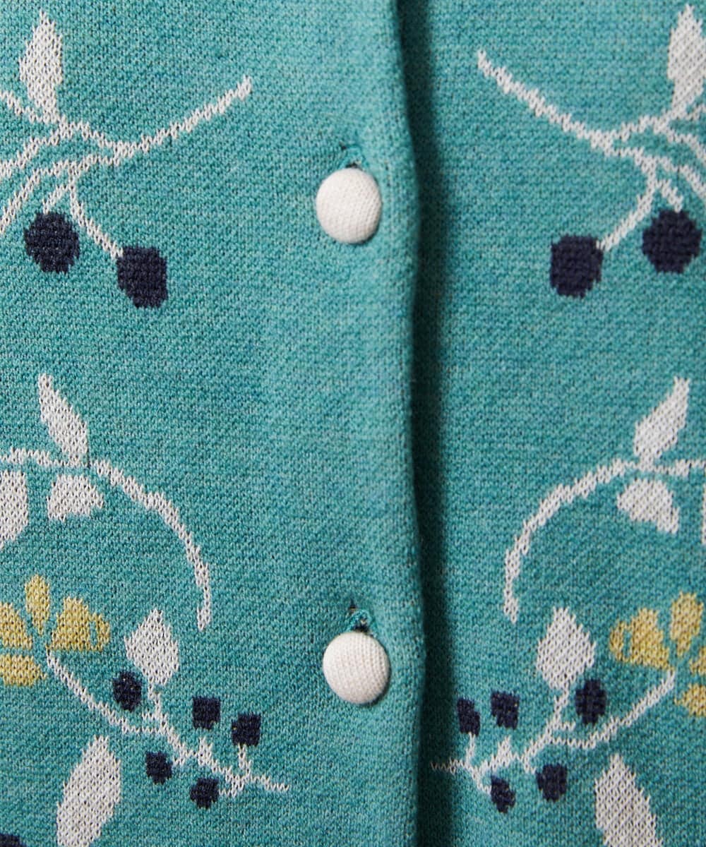 GJSCD01220 Jocomomola(ホコモモラ) El galgo フラワーモチーフニットカーディガン グリーン