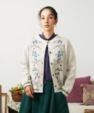 GJSCD01220 Jocomomola(ホコモモラ) El galgo フラワーモチーフニットカーディガン アイボリー