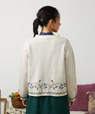 GJSCD01220 Jocomomola(ホコモモラ) El galgo フラワーモチーフニットカーディガン アイボリー