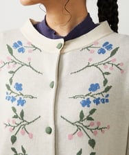 GJSCD01220 Jocomomola(ホコモモラ) El galgo フラワーモチーフニットカーディガン アイボリー