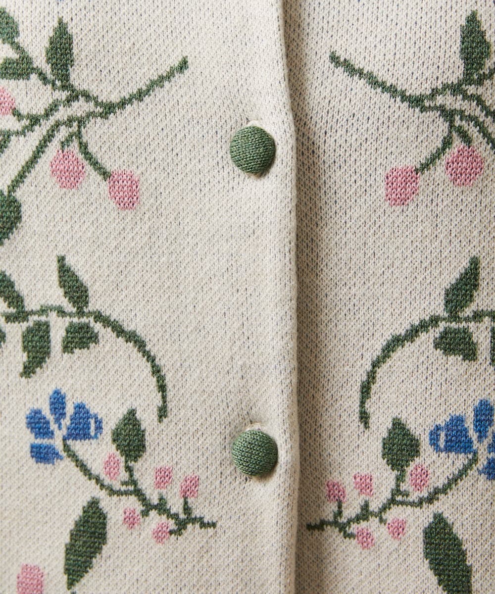 GJSCD01220 Jocomomola(ホコモモラ) El galgo フラワーモチーフニットカーディガン アイボリー
