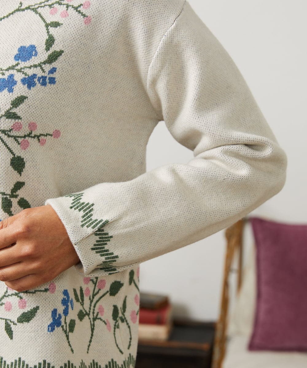 GJSCD01220 Jocomomola(ホコモモラ) El galgo フラワーモチーフニットカーディガン アイボリー