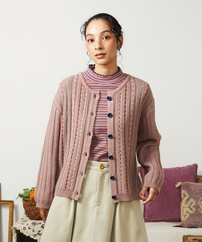 GJSCD30200  Escalera 刺繍ニットカーディガン