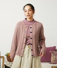 GJSCD30200 Jocomomola(ホコモモラ) Escalera 刺繍ニットカーディガン ピンク