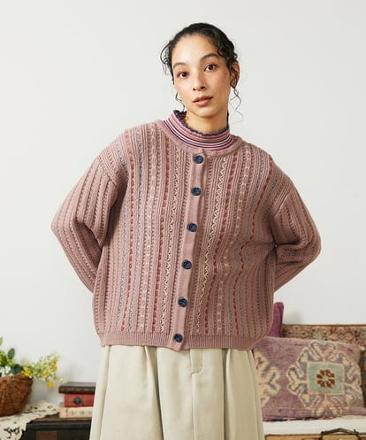 GJSCD30200 Jocomomola Escalera 刺繍ニットカーディガン