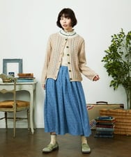 GJSCD30200 Jocomomola(ホコモモラ) Escalera 刺繍ニットカーディガン ベージュ