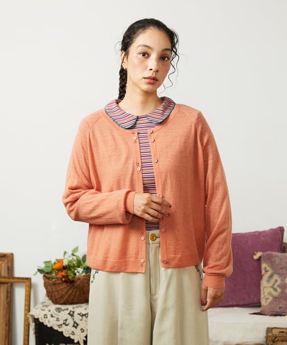 GJSCD31190 Jocomomola Suave シアーニットカーディガン