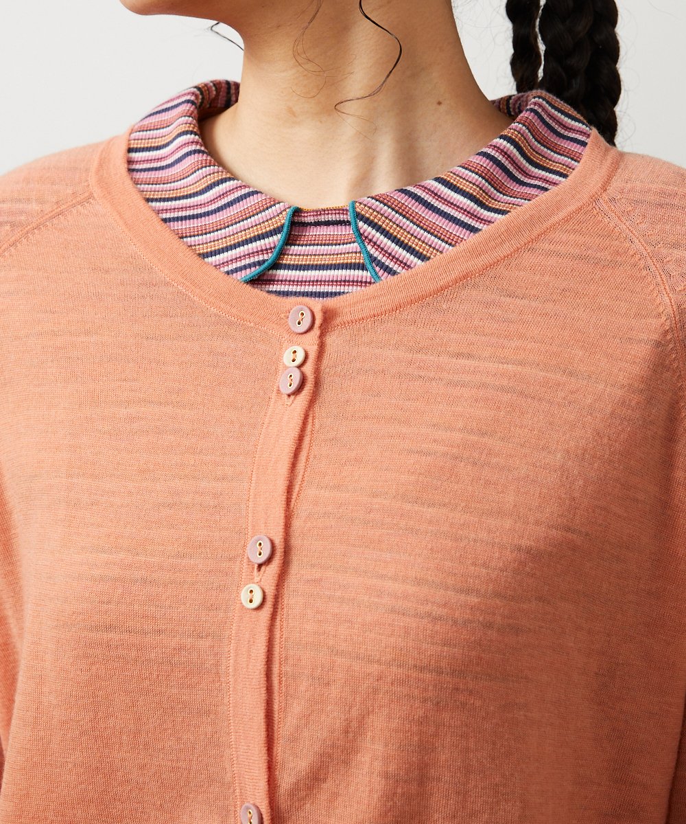 GJSCD31190 Jocomomola(ホコモモラ) Suave シアーニットカーディガン オレンジ