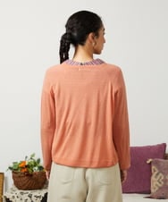 GJSCD31190 Jocomomola(ホコモモラ) Suave シアーニットカーディガン オレンジ