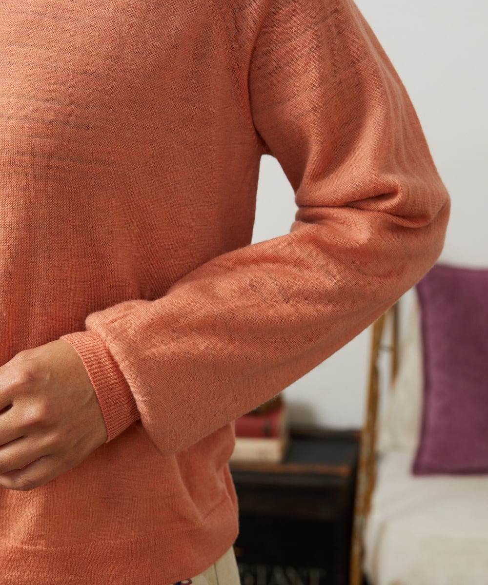 GJSCD31190 Jocomomola(ホコモモラ) Suave シアーニットカーディガン オレンジ