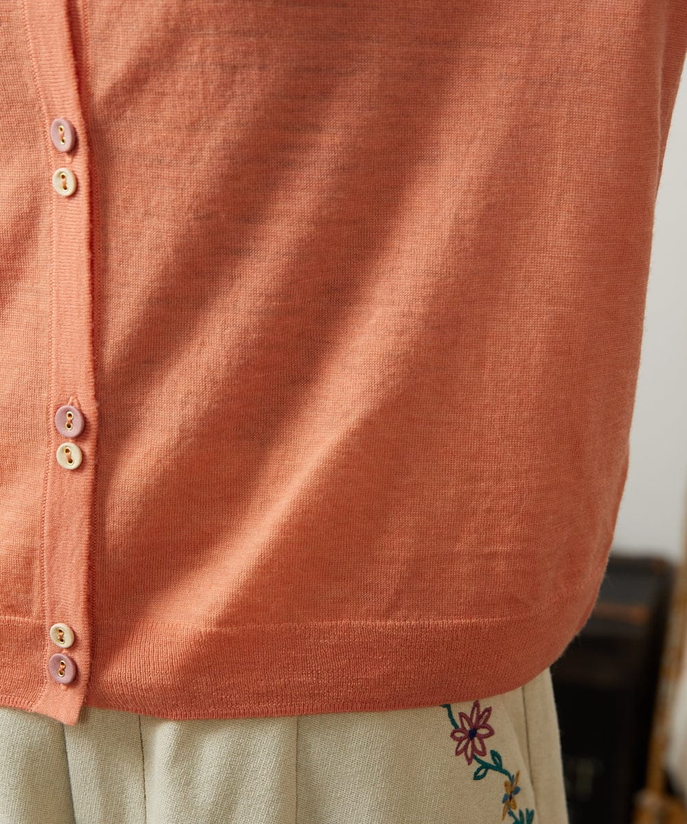 GJSCD31190 Jocomomola(ホコモモラ) Suave シアーニットカーディガン オレンジ