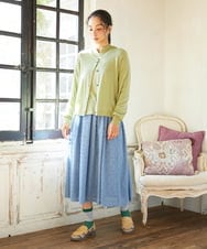 GJSCD31190 Jocomomola(ホコモモラ) Suave シアーニットカーディガン グリーン