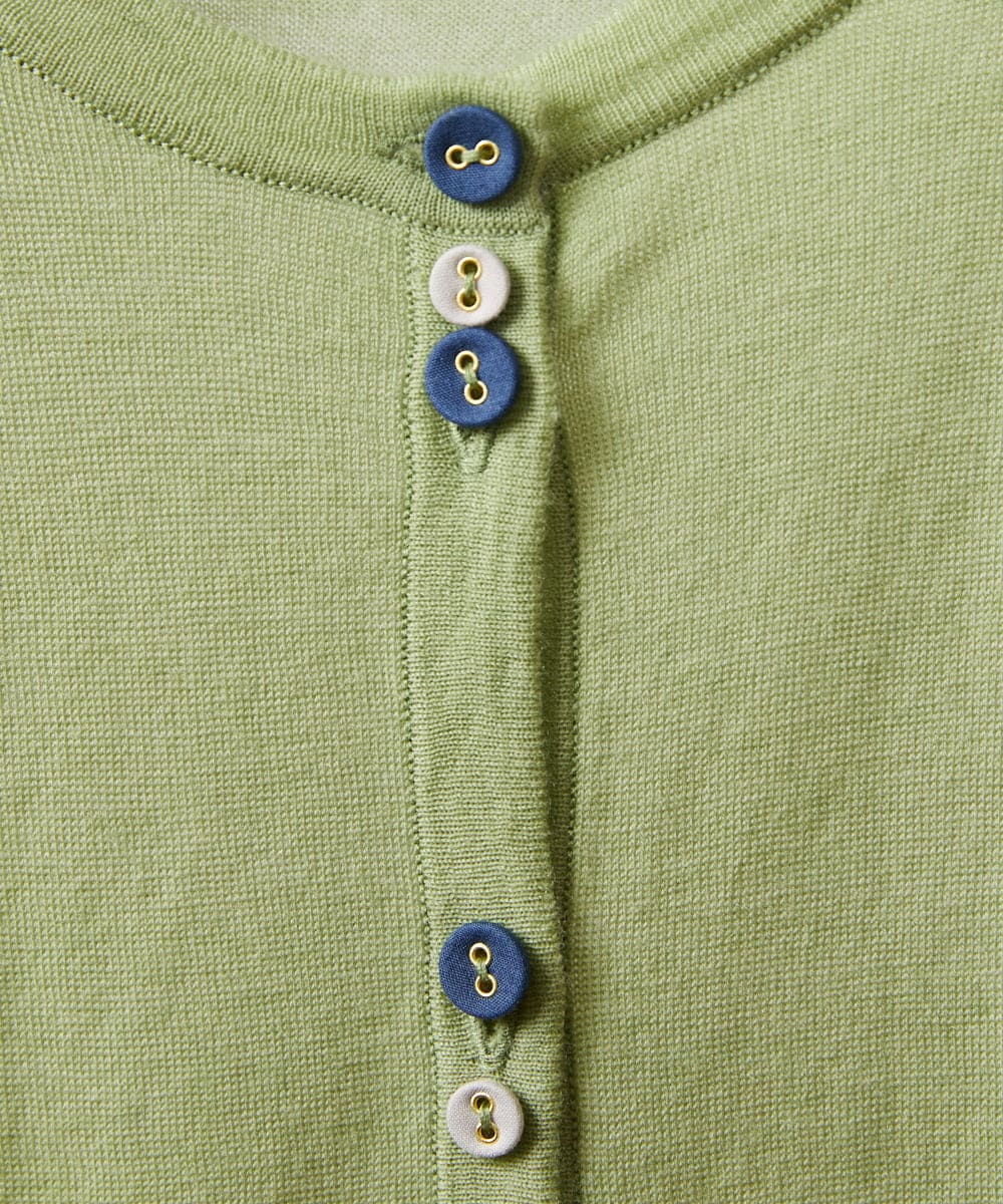 GJSCD31190 Jocomomola(ホコモモラ) Suave シアーニットカーディガン グリーン