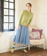 GJSCD31190 Jocomomola(ホコモモラ) Suave シアーニットカーディガン グリーン