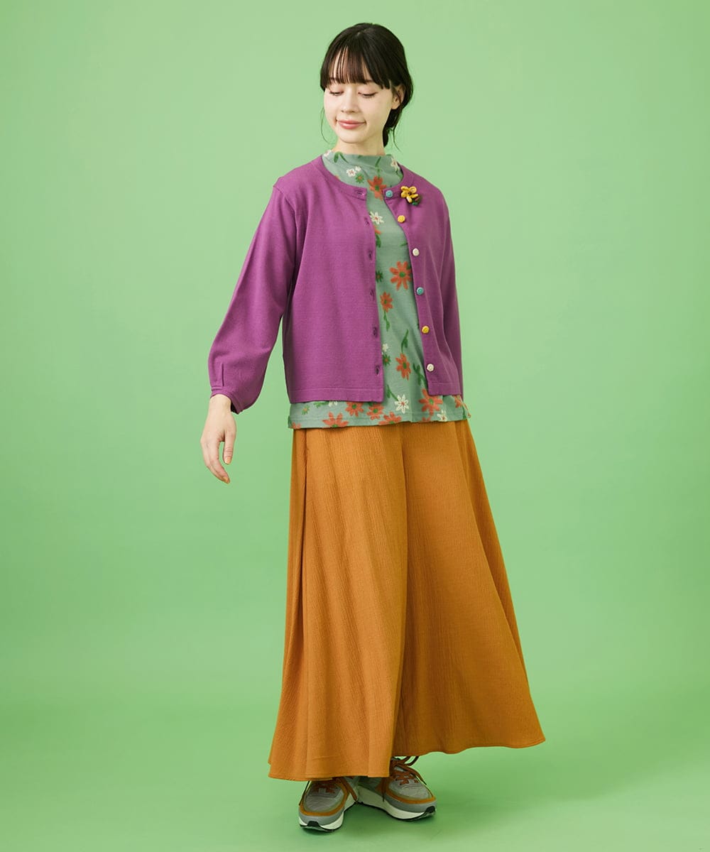 GJSDA01220 Jocomomola(ホコモモラ) Morado クロッシェフラワーブローチ付きカーディガン アイボリー