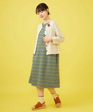 GJSDA01220 Jocomomola(ホコモモラ) Morado クロッシェフラワーブローチ付きカーディガン アイボリー