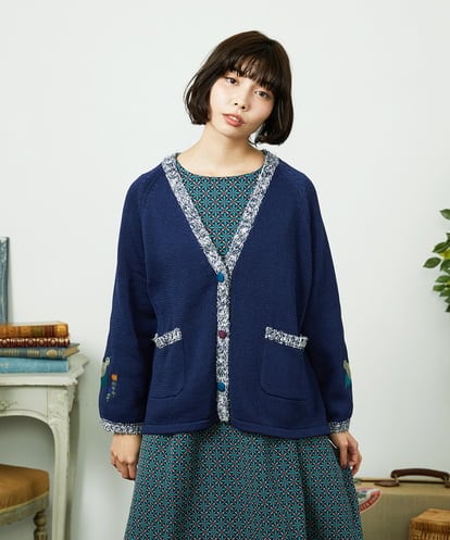 GJSDD01220 Jocomomola Nide de pajaro ファンシーヤーンニットカーディガン