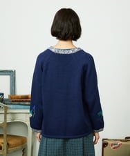 GJSDD01220 Jocomomola(ホコモモラ) Nide de pajaro ファンシーヤーンニットカーディガン ネイビー