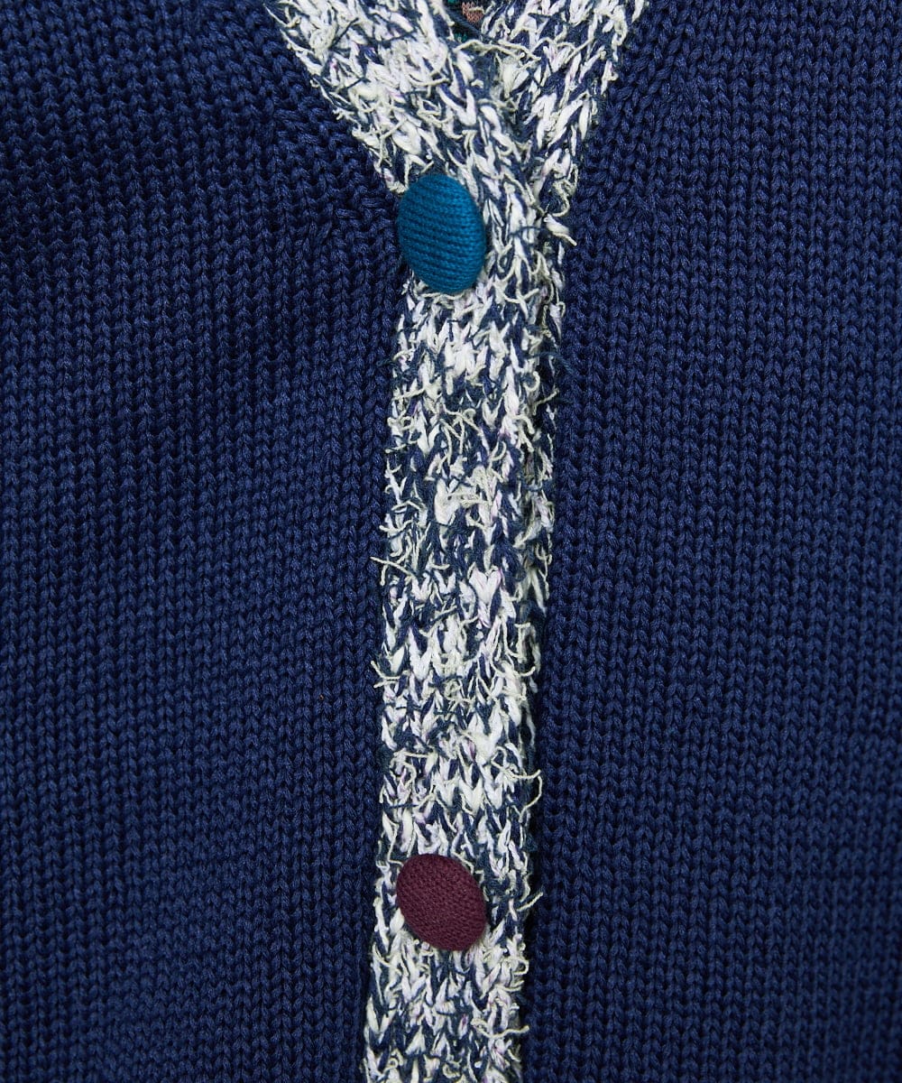 GJSDD01220 Jocomomola(ホコモモラ) Nide de pajaro ファンシーヤーンニットカーディガン ネイビー