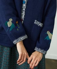 GJSDD01220 Jocomomola(ホコモモラ) Nide de pajaro ファンシーヤーンニットカーディガン ネイビー