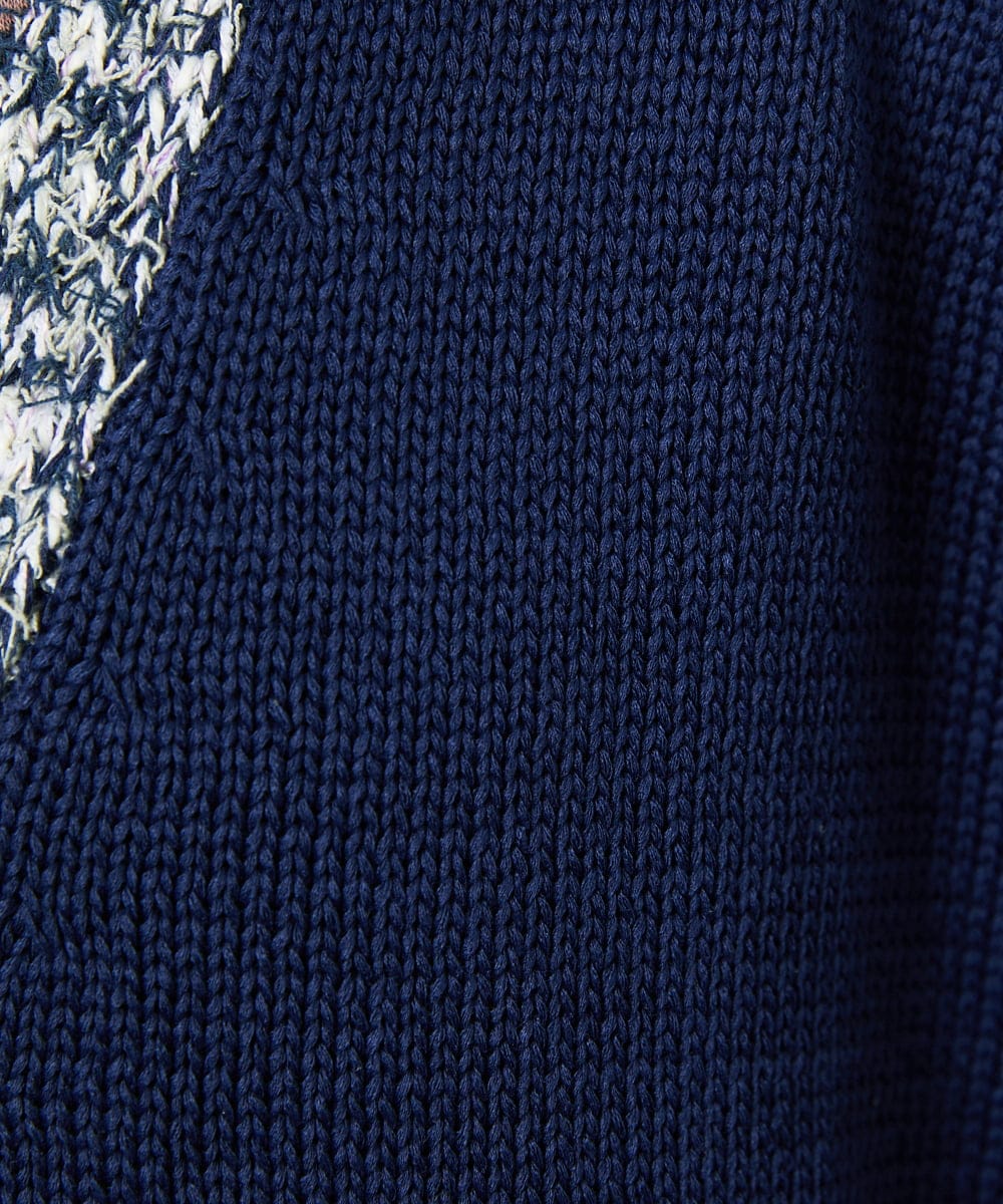 GJSDD01220 Jocomomola(ホコモモラ) Nide de pajaro ファンシーヤーンニットカーディガン ネイビー