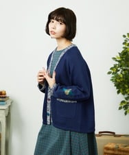 GJSDD01220 Jocomomola(ホコモモラ) Nide de pajaro ファンシーヤーンニットカーディガン ネイビー