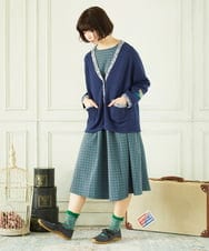 GJSDD01220 Jocomomola(ホコモモラ) Nide de pajaro ファンシーヤーンニットカーディガン ネイビー