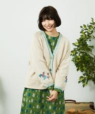 GJSDD01220 Jocomomola(ホコモモラ) Nide de pajaro ファンシーヤーンニットカーディガン アイボリー