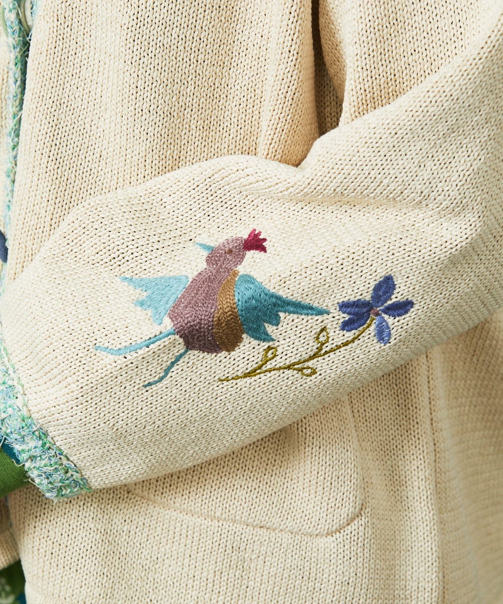 GJSDD01220 Jocomomola(ホコモモラ) Nide de pajaro ファンシーヤーンニットカーディガン アイボリー