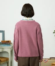 GJSDD30220 Jocomomola(ホコモモラ) フラワー刺繍ケーブルニットカーディガン ピンク