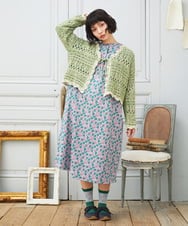 GJSDE02220 Jocomomola(ホコモモラ) Molino チュールヤーン透かし編みニットカーディガン グリーン