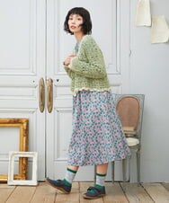 GJSDE02220 Jocomomola(ホコモモラ) Molino チュールヤーン透かし編みニットカーディガン グリーン