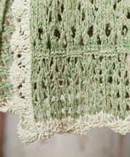 GJSDE02220 Jocomomola(ホコモモラ) Molino チュールヤーン透かし編みニットカーディガン グリーン