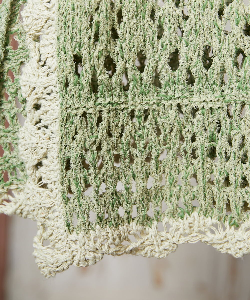 GJSDE02220 Jocomomola(ホコモモラ) Molino チュールヤーン透かし編みニットカーディガン グリーン