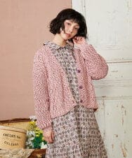 GJSDE31200 Jocomomola(ホコモモラ) カラーネップニットカーディガン レッド