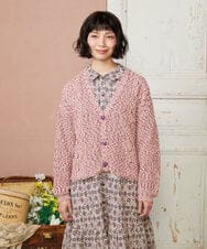 GJSDE31200 Jocomomola(ホコモモラ) カラーネップニットカーディガン レッド