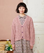 GJSDE31200 Jocomomola(ホコモモラ) カラーネップニットカーディガン レッド