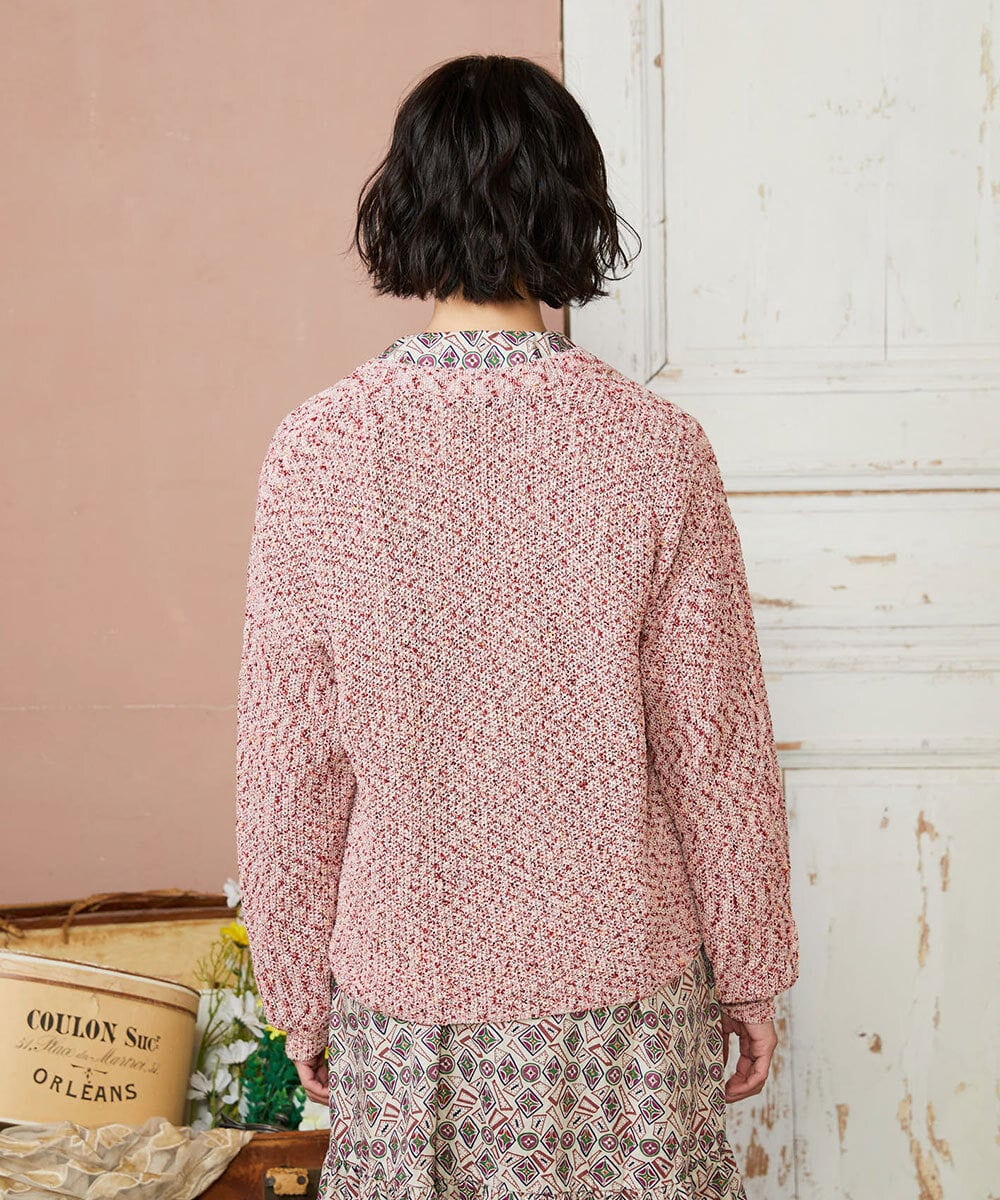 GJSDE31200 Jocomomola(ホコモモラ) カラーネップニットカーディガン レッド