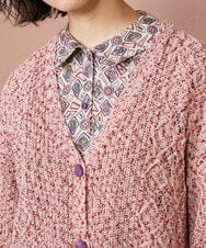 GJSDE31200 Jocomomola(ホコモモラ) カラーネップニットカーディガン レッド