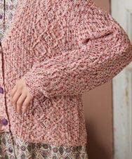 GJSDE31200 Jocomomola(ホコモモラ) カラーネップニットカーディガン レッド