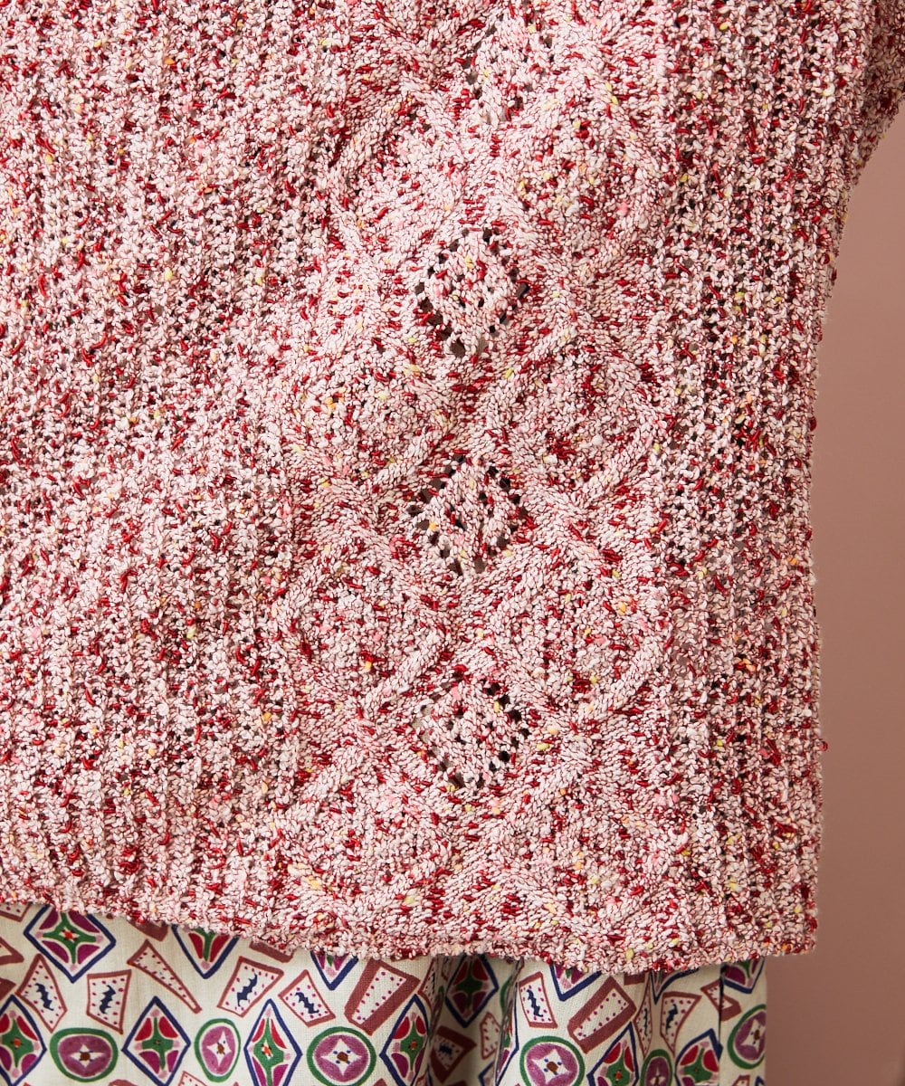 GJSDE31200 Jocomomola(ホコモモラ) カラーネップニットカーディガン レッド